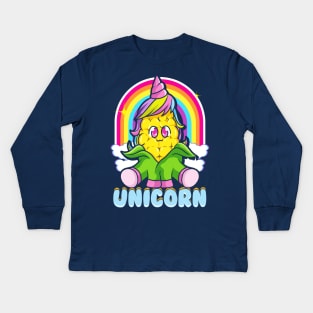 Corn Unicorn Cute Funny Kids Long Sleeve T-Shirt